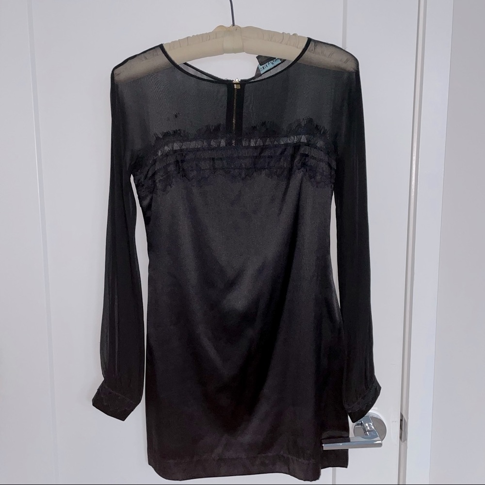 Guess by Marciano Black Satin & Mesh Mini Dress